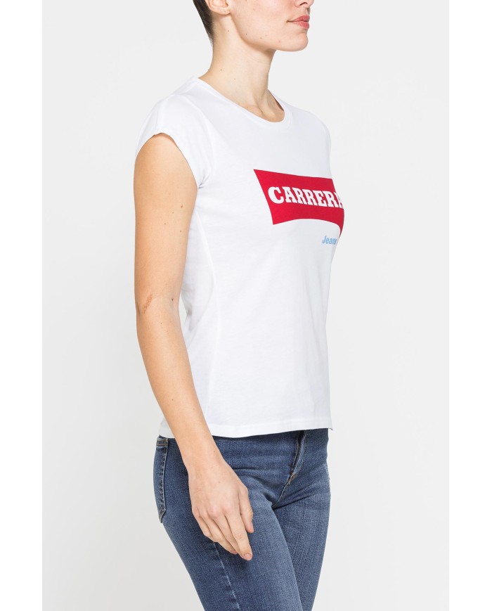 T-SHIRT GIROCOLLO IN COTONE CON STAMPA NEW LOGO CARRERA