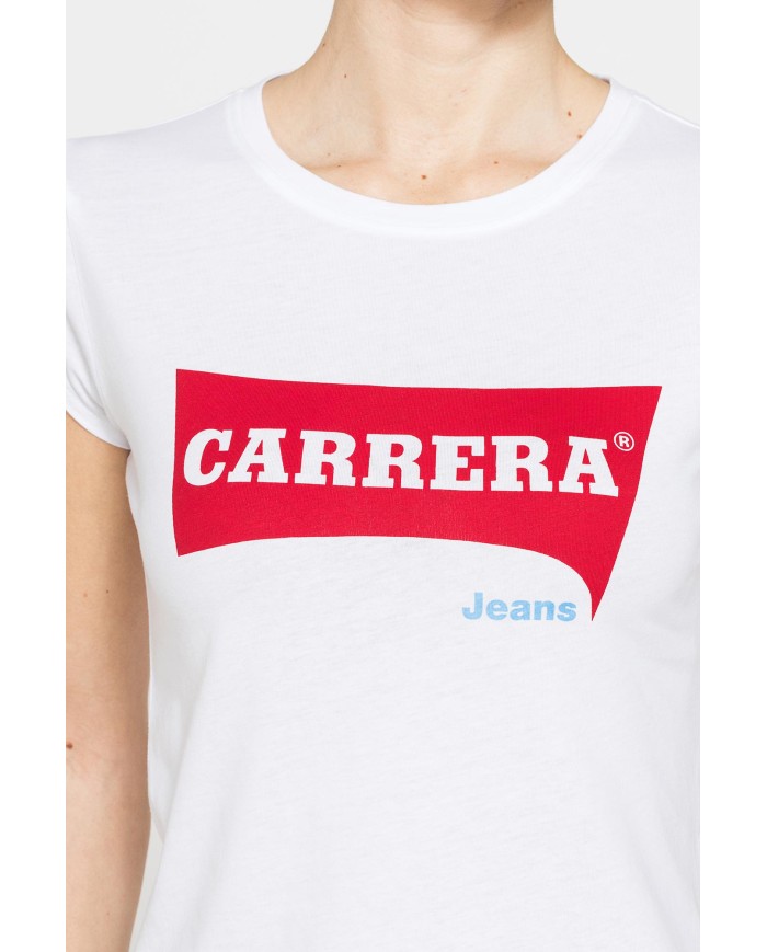 T-SHIRT GIROCOLLO IN COTONE CON STAMPA NEW LOGO CARRERA