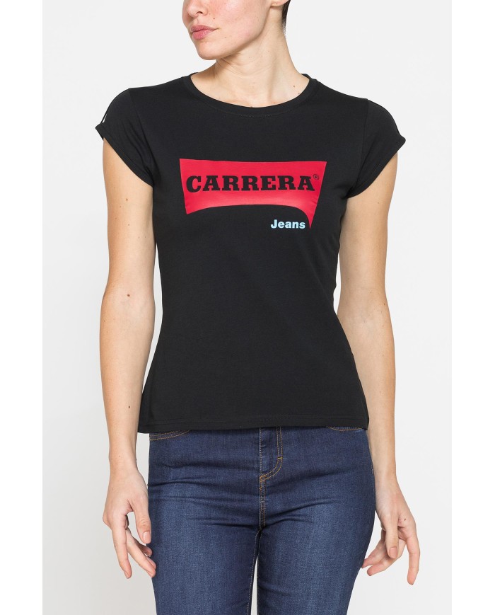T-SHIRT GIROCOLLO IN COTONE CON STAMPA NEW LOGO CARRERA
