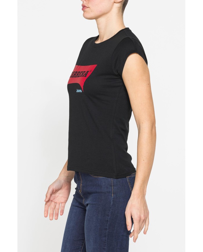 T-SHIRT GIROCOLLO IN COTONE CON STAMPA NEW LOGO CARRERA