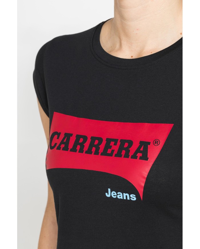 T-SHIRT GIROCOLLO IN COTONE CON STAMPA NEW LOGO CARRERA