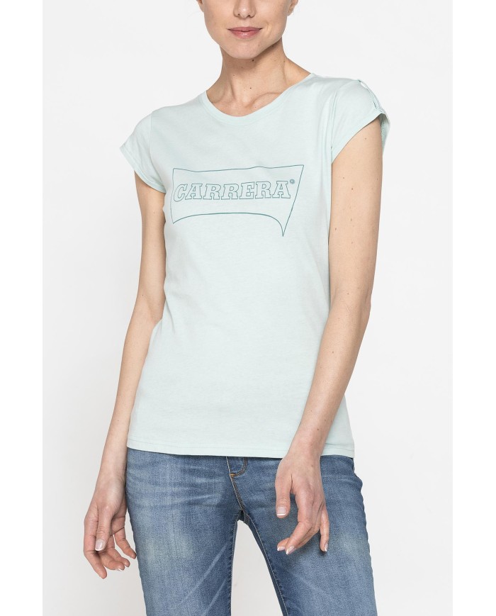 T-SHIRT GIROCOLLO IN COTONE CON STAMPA NEW LOGO CARRERA