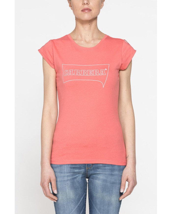T-SHIRT GIROCOLLO IN COTONE CON STAMPA NEW LOGO CARRERA