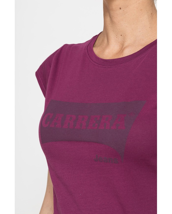 T-SHIRT GIROCOLLO IN COTONE CON STAMPA NEW LOGO CARRERA