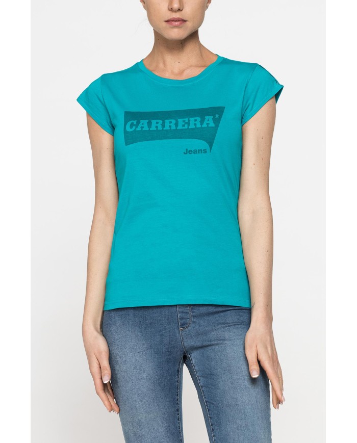 T-SHIRT GIROCOLLO IN COTONE CON STAMPA NEW LOGO CARRERA
