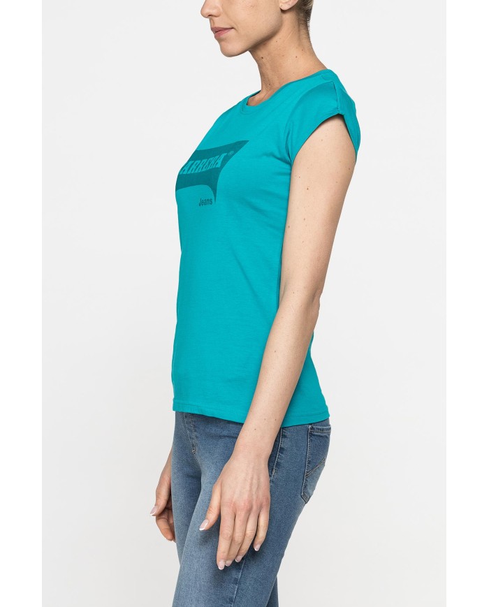 T-SHIRT GIROCOLLO IN COTONE CON STAMPA NEW LOGO CARRERA