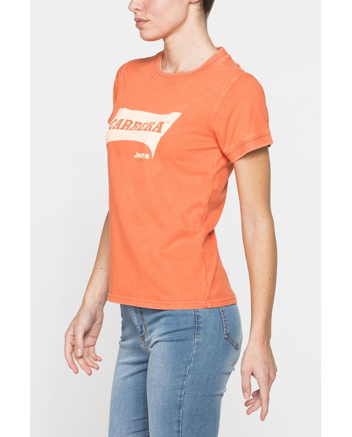 T-SHIRT LOGO CON TINTURA IRREGOLARE IN JERSEY DI PURO COTONE