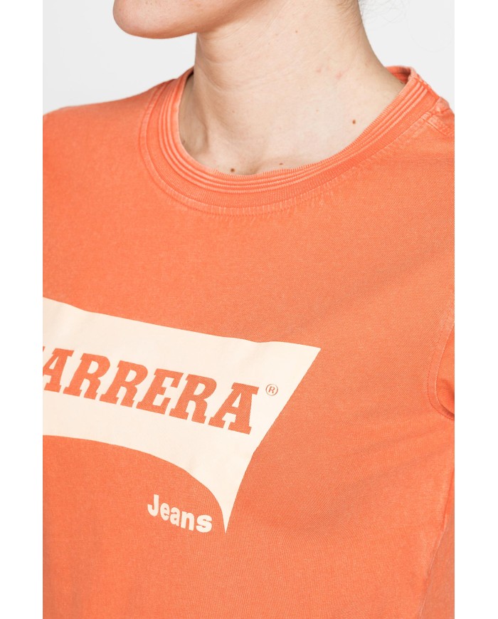 T-SHIRT LOGO CON TINTURA IRREGOLARE IN JERSEY DI PURO COTONE
