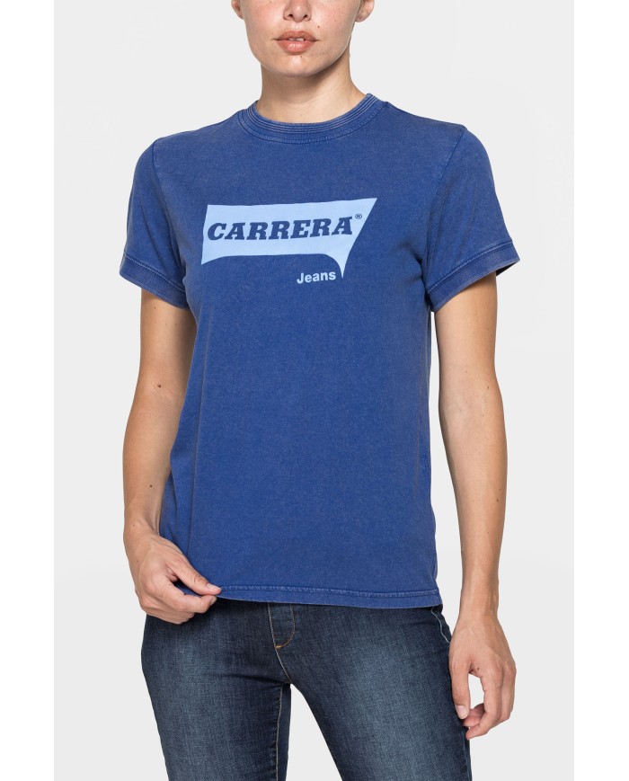 T-SHIRT LOGO CON TINTURA IRREGOLARE IN JERSEY DI PURO COTONE