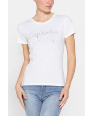 T-SHIRT CON STRASS IN JERSEY DI PURO COTONE