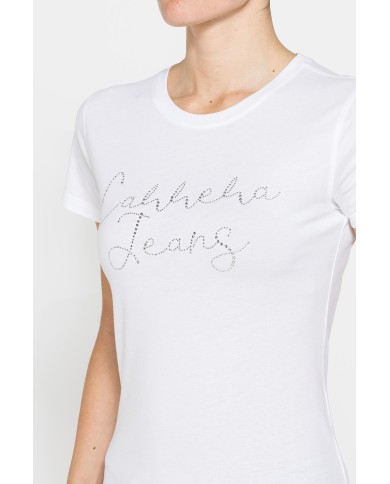 T-SHIRT CON STRASS IN JERSEY DI PURO COTONE