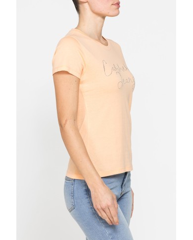 T-SHIRT CON STRASS IN JERSEY DI PURO COTONE