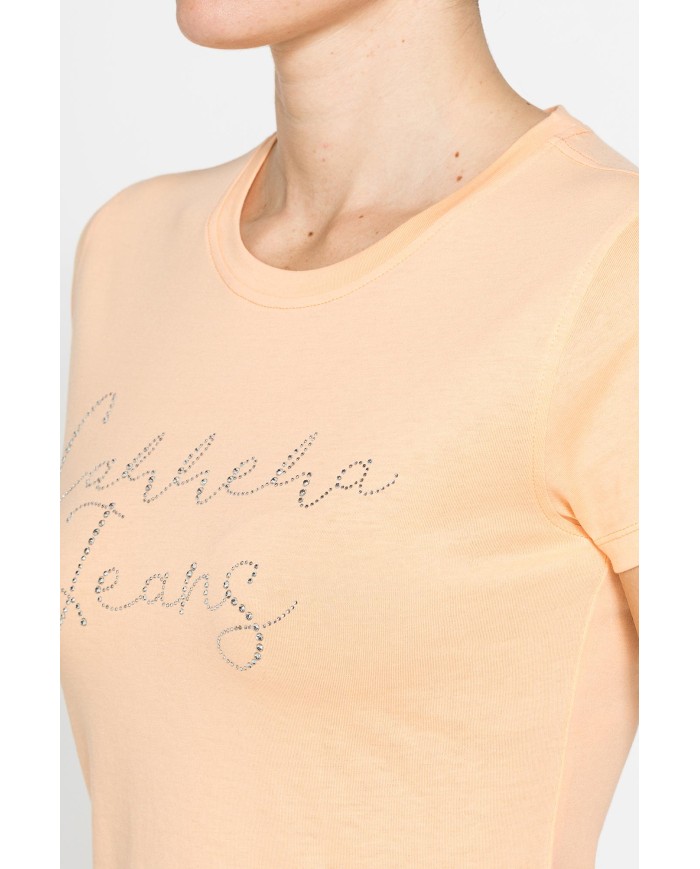 T-SHIRT CON STRASS IN JERSEY DI PURO COTONE