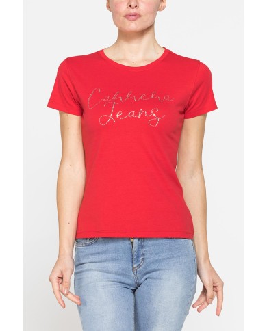 T-SHIRT CON STRASS IN JERSEY DI PURO COTONE