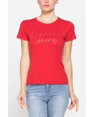 T-SHIRT CON STRASS IN JERSEY DI PURO COTONE