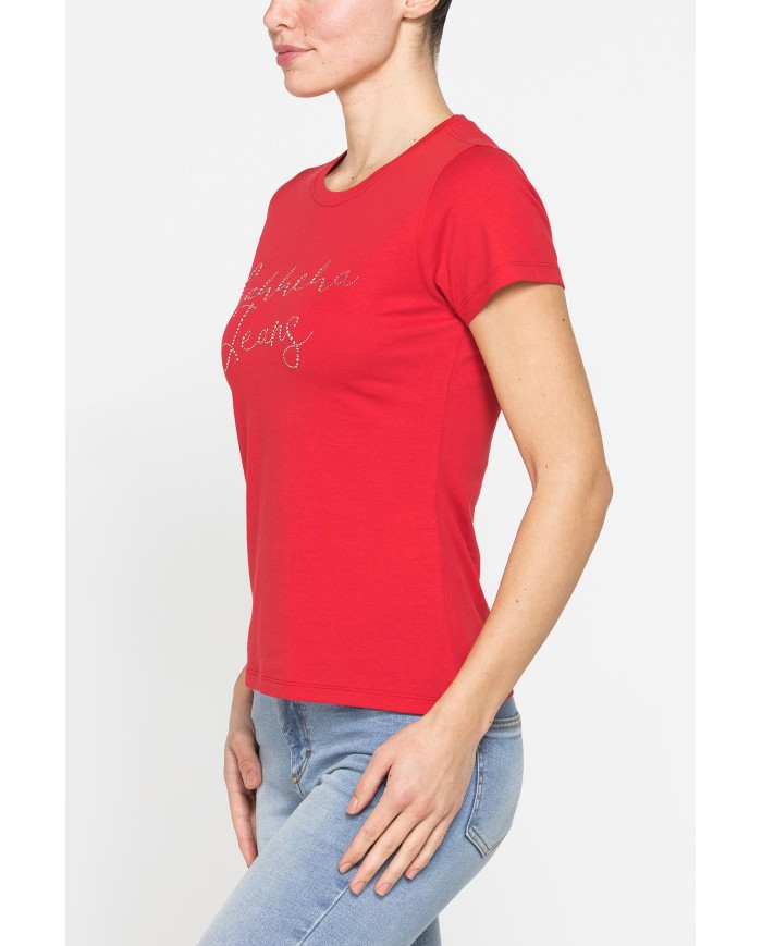 T-SHIRT CON STRASS IN JERSEY DI PURO COTONE