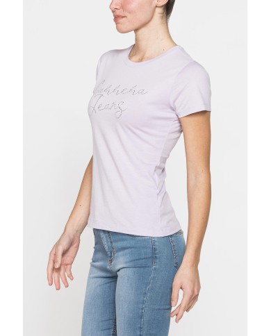 T-SHIRT CON STRASS IN JERSEY DI PURO COTONE