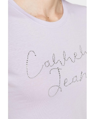 T-SHIRT CON STRASS IN JERSEY DI PURO COTONE