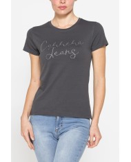 T-SHIRT CON STRASS IN JERSEY DI PURO COTONE