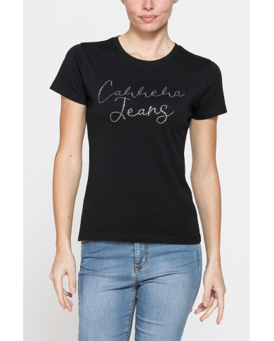 T-SHIRT CON STRASS IN JERSEY DI PURO COTONE