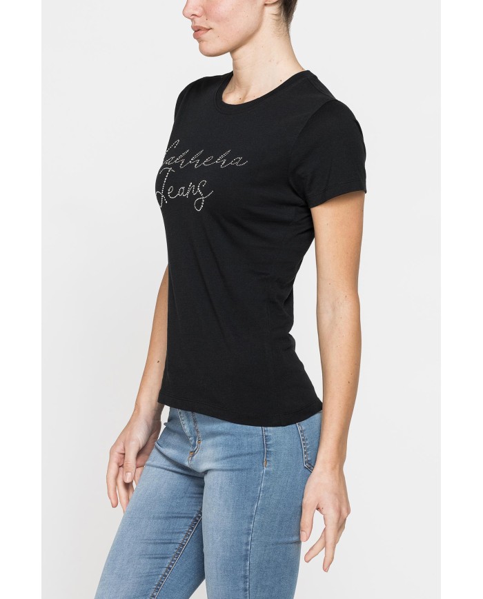 T-SHIRT CON STRASS IN JERSEY DI PURO COTONE