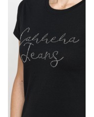 T-SHIRT CON STRASS IN JERSEY DI PURO COTONE