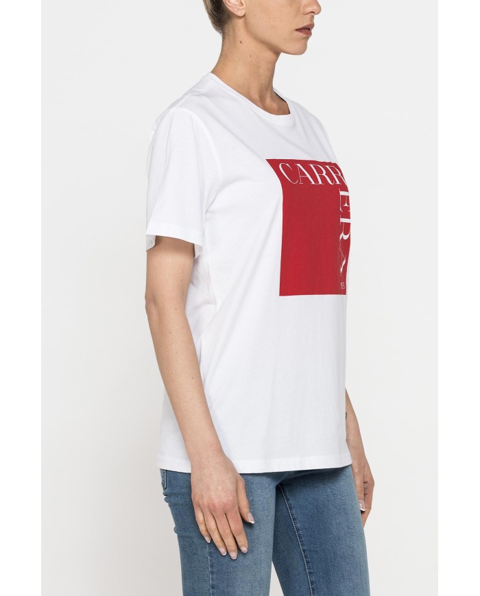 T-SHIRT GIROCOLLO IN COTONE CON STAMPA NEW LOGO CARRERA