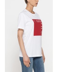 T-SHIRT GIROCOLLO IN COTONE CON STAMPA NEW LOGO CARRERA