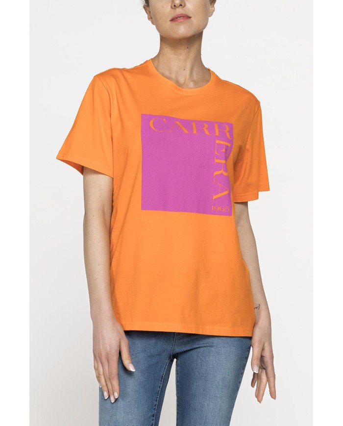 T-SHIRT GIROCOLLO IN COTONE CON STAMPA NEW LOGO CARRERA