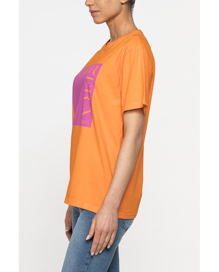 T-SHIRT GIROCOLLO IN COTONE CON STAMPA NEW LOGO CARRERA