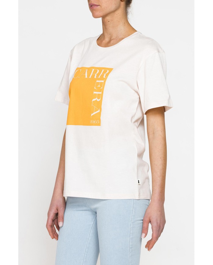 T-SHIRT GIROCOLLO IN COTONE CON STAMPA NEW LOGO CARRERA