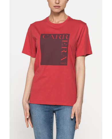 T-SHIRT GIROCOLLO IN COTONE CON STAMPA NEW LOGO CARRERA