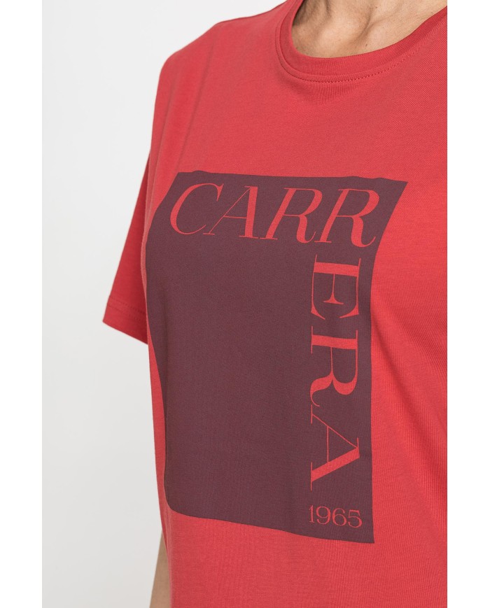 T-SHIRT GIROCOLLO IN COTONE CON STAMPA NEW LOGO CARRERA