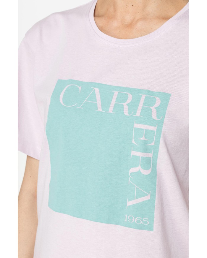 T-SHIRT GIROCOLLO IN COTONE CON STAMPA NEW LOGO CARRERA