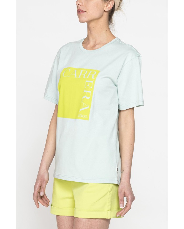 T-SHIRT GIROCOLLO IN COTONE CON STAMPA NEW LOGO CARRERA