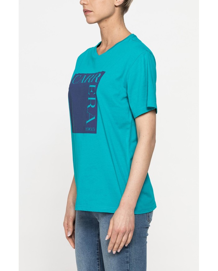 T-SHIRT GIROCOLLO IN COTONE CON STAMPA NEW LOGO CARRERA