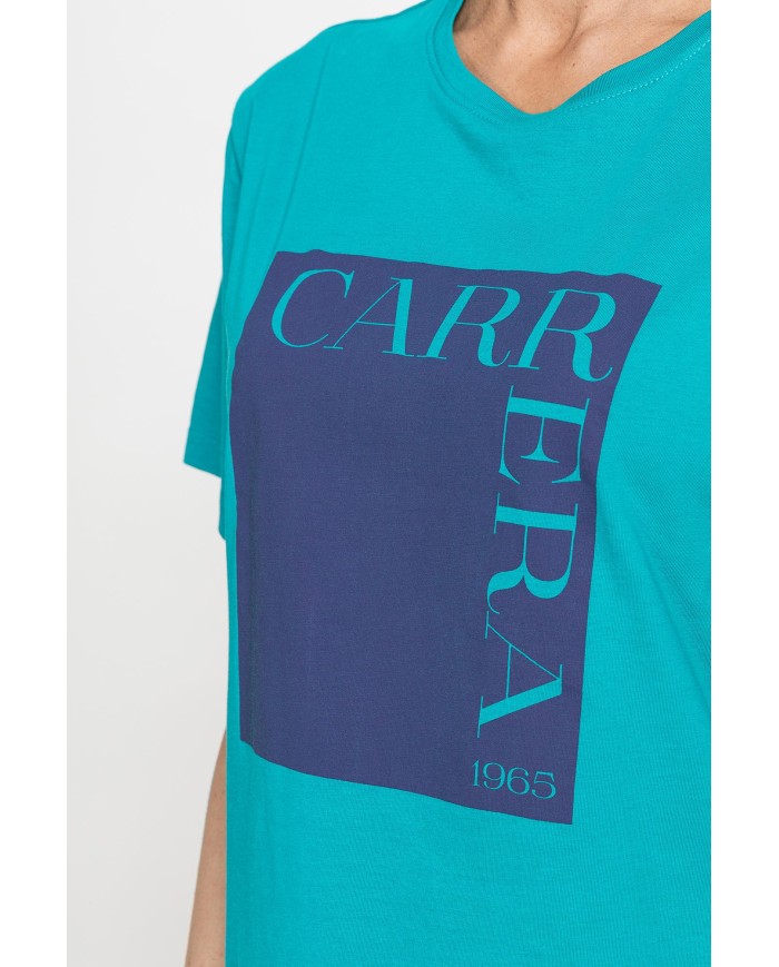 T-SHIRT GIROCOLLO IN COTONE CON STAMPA NEW LOGO CARRERA
