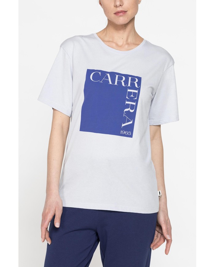 T-SHIRT GIROCOLLO IN COTONE CON STAMPA NEW LOGO CARRERA