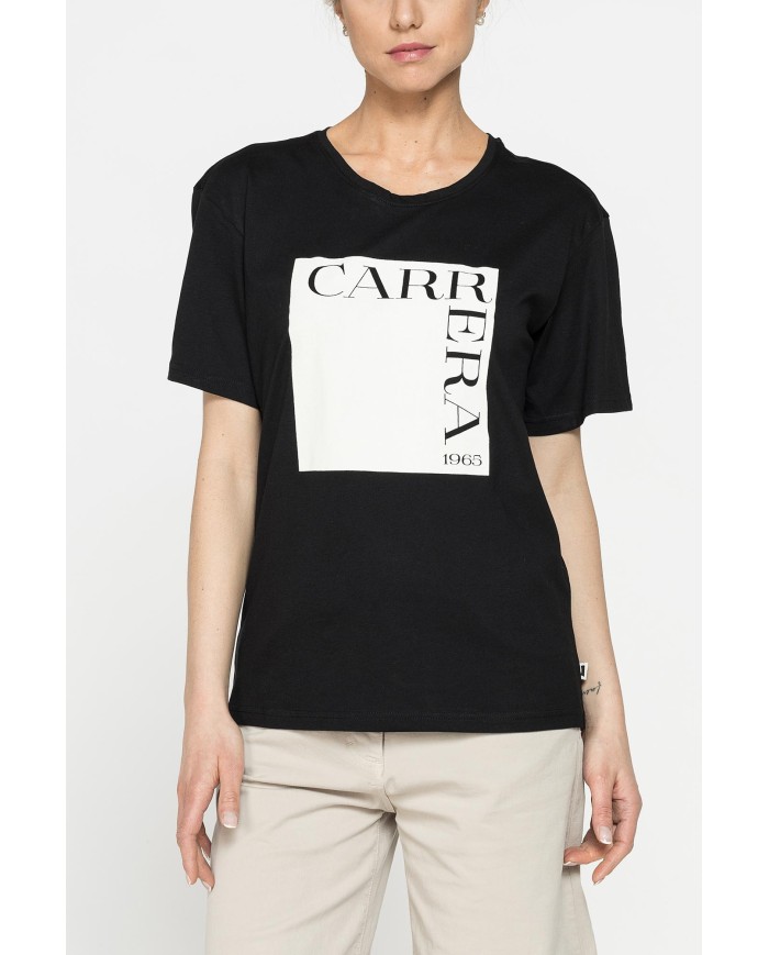 T-SHIRT GIROCOLLO IN COTONE CON STAMPA NEW LOGO CARRERA