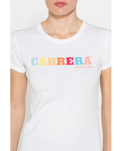T-SHIRT GIROCOLLO CON STAMPA CARRERA IN JERSEY DI PURO COTONE