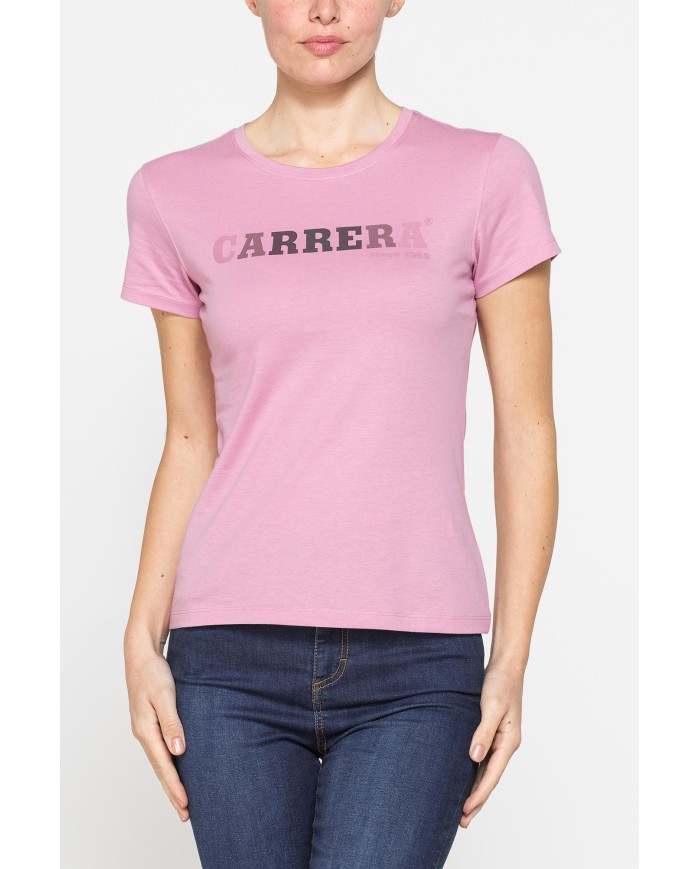 T-SHIRT GIROCOLLO CON STAMPA CARRERA IN JERSEY DI PURO COTONE