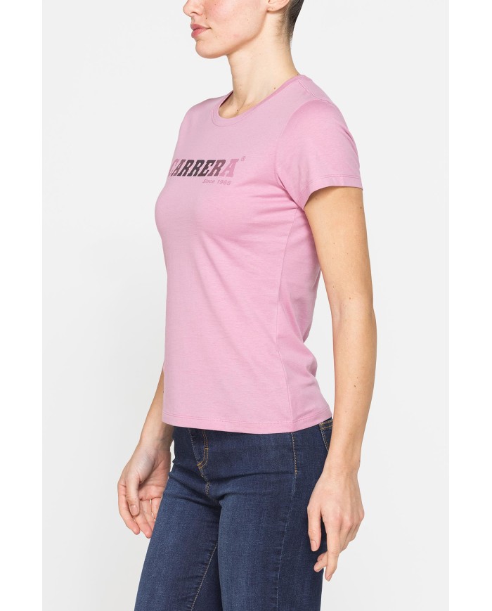 T-SHIRT GIROCOLLO CON STAMPA CARRERA IN JERSEY DI PURO COTONE