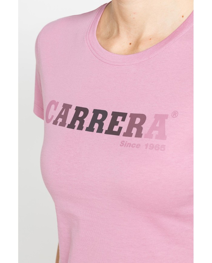 T-SHIRT GIROCOLLO CON STAMPA CARRERA IN JERSEY DI PURO COTONE