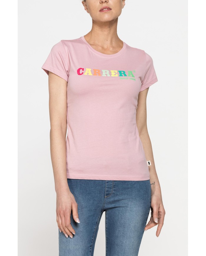 T-SHIRT GIROCOLLO CON STAMPA CARRERA IN JERSEY DI PURO COTONE