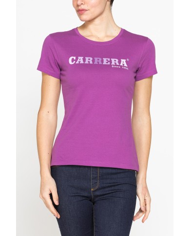 T-SHIRT GIROCOLLO CON STAMPA CARRERA IN JERSEY DI PURO COTONE
