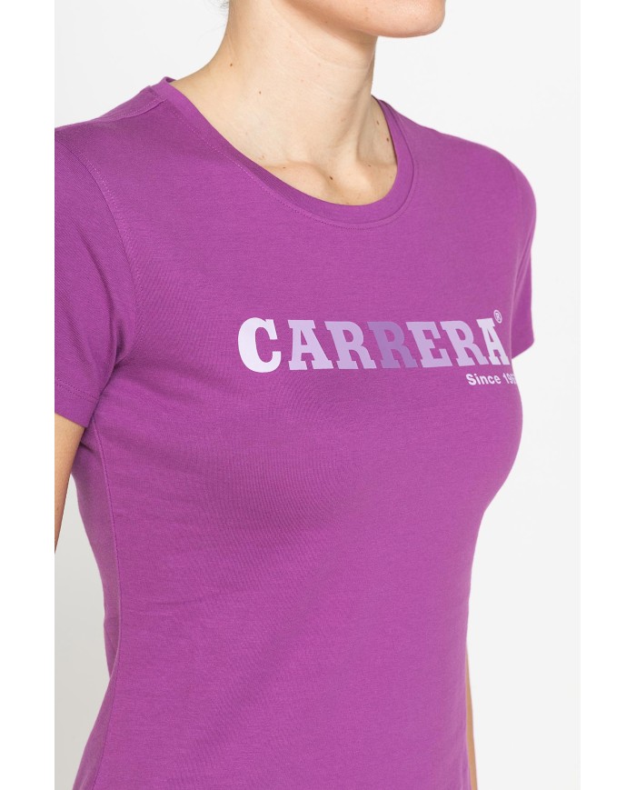 T-SHIRT GIROCOLLO CON STAMPA CARRERA IN JERSEY DI PURO COTONE