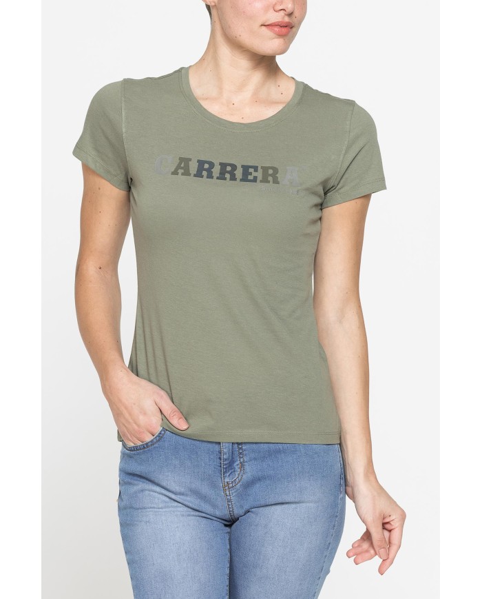 T-SHIRT GIROCOLLO CON STAMPA CARRERA IN JERSEY DI PURO COTONE