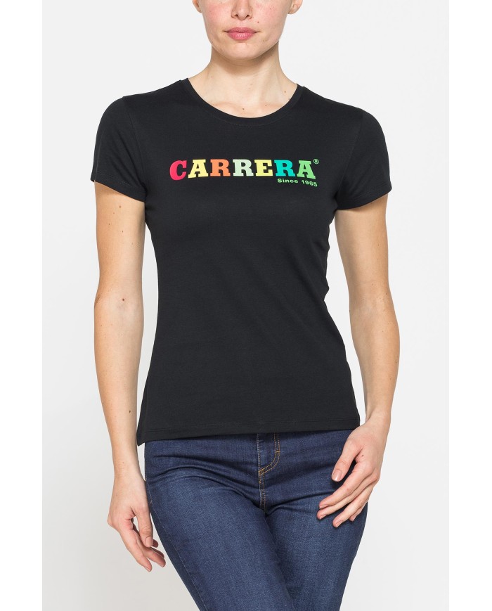 T-SHIRT GIROCOLLO CON STAMPA CARRERA IN JERSEY DI PURO COTONE