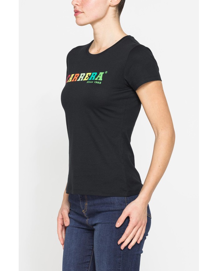 T-SHIRT GIROCOLLO CON STAMPA CARRERA IN JERSEY DI PURO COTONE