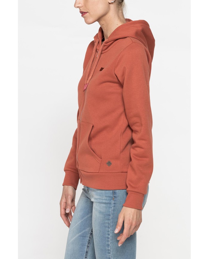 FELPA BASICA FULL ZIP CON CAPPUCCIO